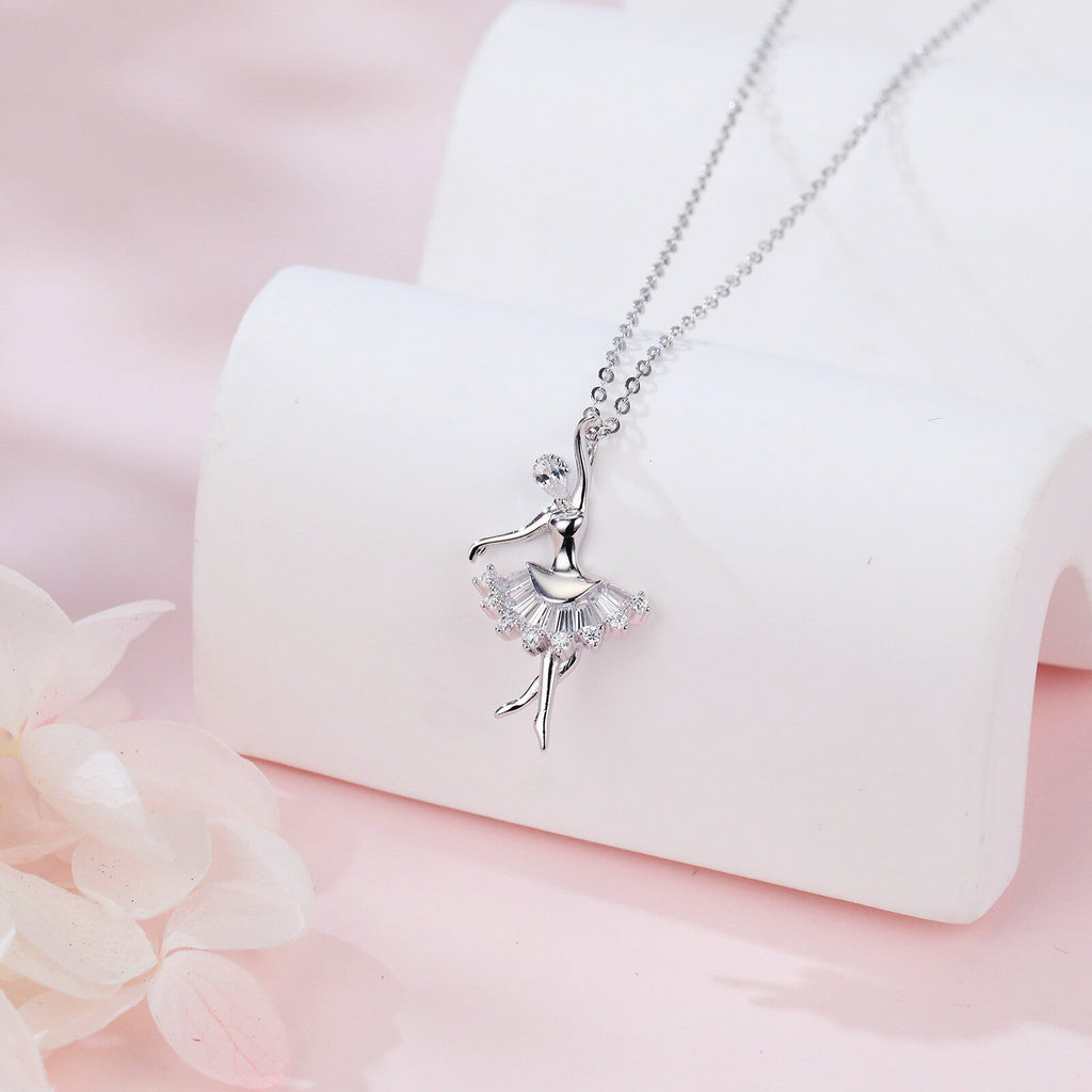 925 Sterling Silver Ballerina Moissanite Pendant with Sparkling Stones