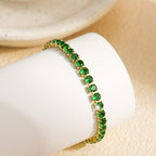 Bohemian Emerald-Green Zirconia Gold-Plated Tennis Bracelet