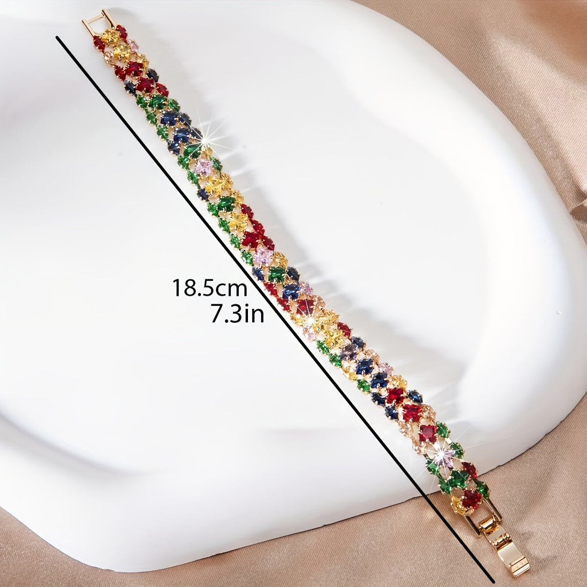 Bohemian Multicolour Zirconia Gold-Plated Tennis Bracelet