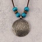 Vintage Zodiac Wooden Bead Pendant Necklace