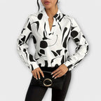 Lichte blouse met geometrische print, V-hals en lange mouwen