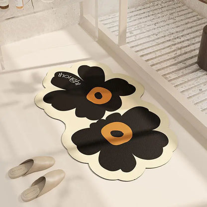 Flower Shaped Diatom Mud Floor Mat – Moisture Absorbent, Non-Slip, Indoor