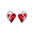 Infinity Heart Ruby-Look Stud Earrings in White Gold Tone