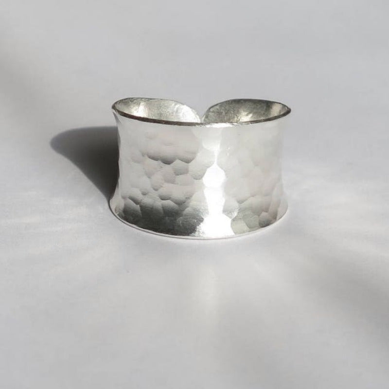 Adjustable Handmade Hammered Texture Ring