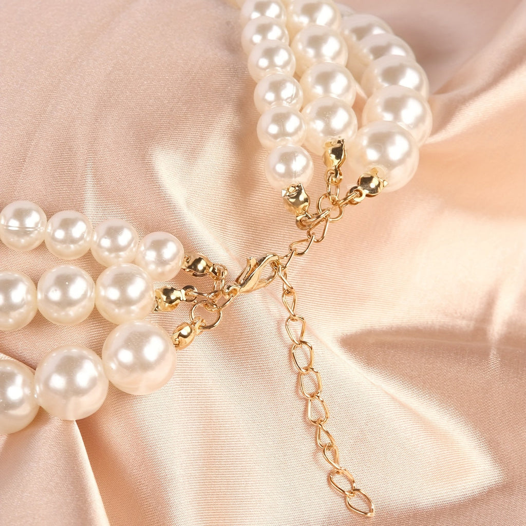 Vintage Layered Pearl Choker Necklace