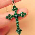 Cross and Heart Necklace in Gold Tone