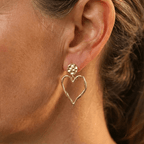 Gold-Plated Open Heart Drop Earrings