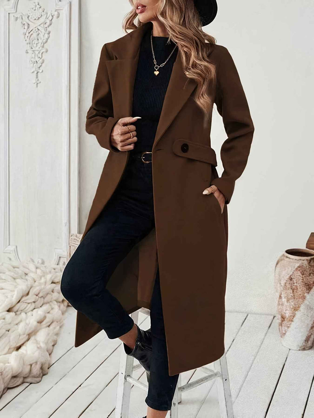 Classic Longline Coat with a Softly Tailored Feminine Cut