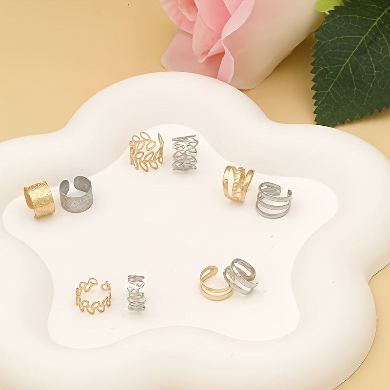 Five-Piece Vintage C-Shaped Clip-On Earring Set
