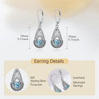 Bohemian Silver-Plated Filigree Teardrop Turquoise Earrings