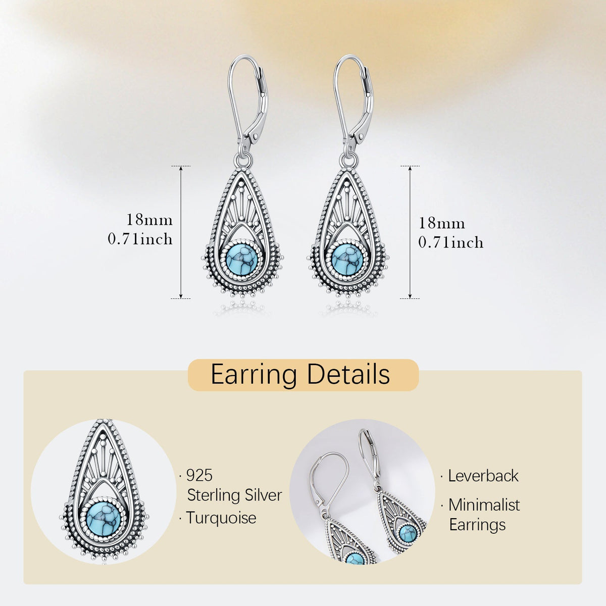 Bohemian Silver-Plated Filigree Teardrop Turquoise Earrings