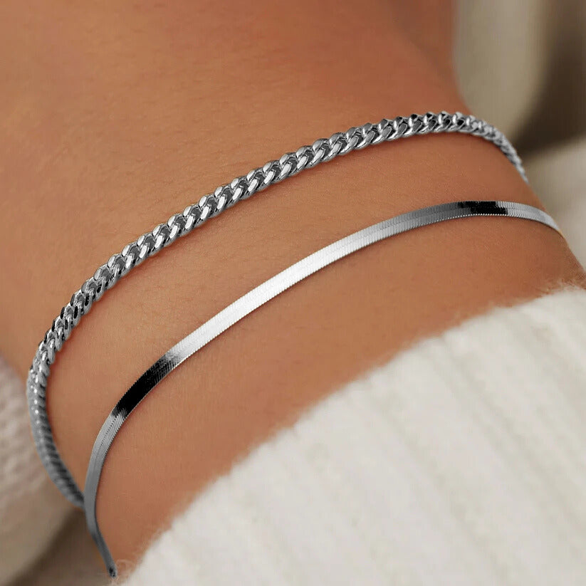 Serpent Bracelet in White Gold Tone