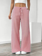 Striped Wide-Leg Trousers with Drawstring Waist