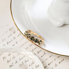 Vintage-Style Olive Green Cubic Zirconia Ring