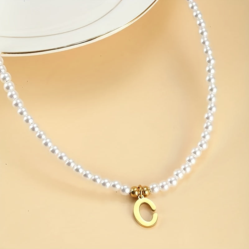 Beaded Initial Letter Necklace from A to Z