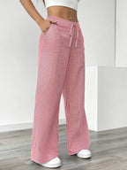 Striped Wide-Leg Trousers with Drawstring Waist