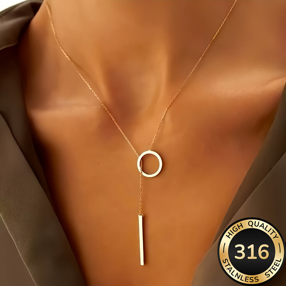 Modern Stainless Steel Y-Drop Necklace