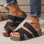 Braided Platform Slide Sandals