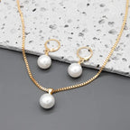 Pearl Pendant Necklace and Earrings Set