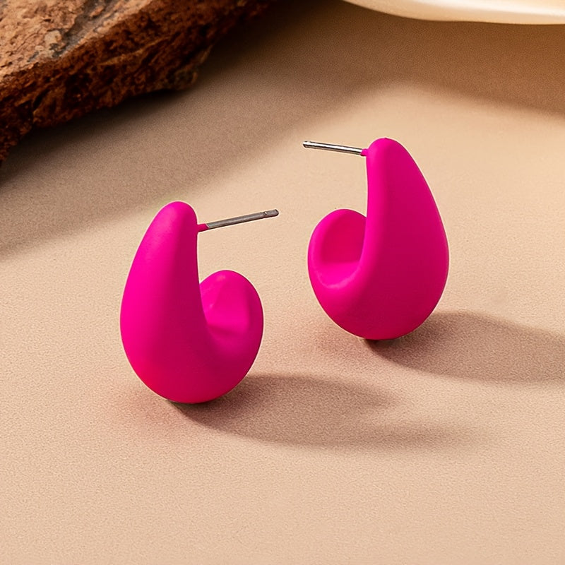 C-Shaped Teardrop Earrings in Several Colours