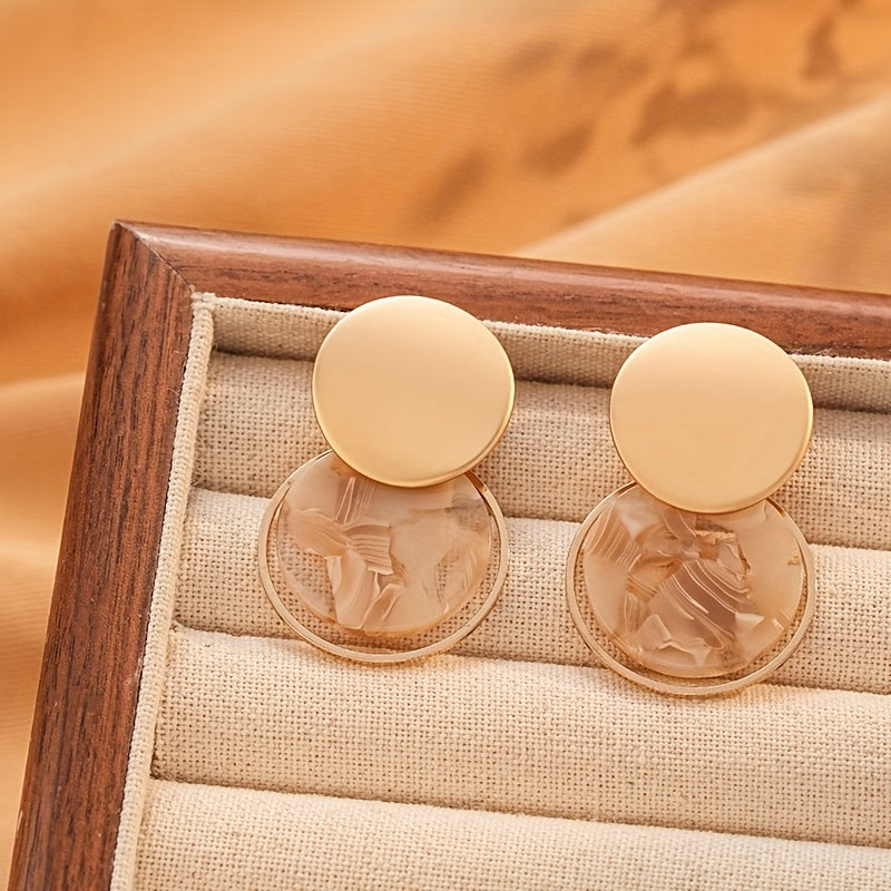 Bohemian Multicolour Geometric Resin Disc Drop Earrings