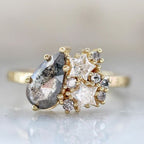 Vintage-Style Zirconia White and Blue Gold-Tone Ring
