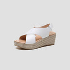 Cross Strap Wedge Sandals with Espadrille Sole