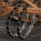Vintage-Style Stone Hoop Earrings in Three Colours