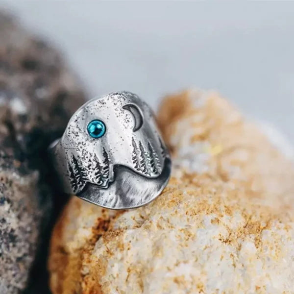 Bos-ring met blauwe maan