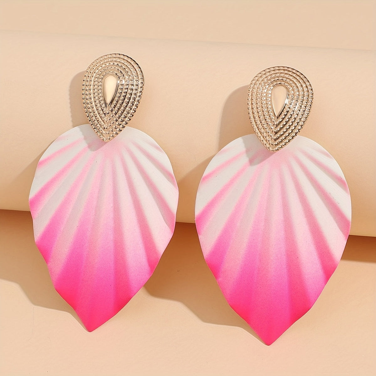 Vintage-Style Leaf Geometric Earrings