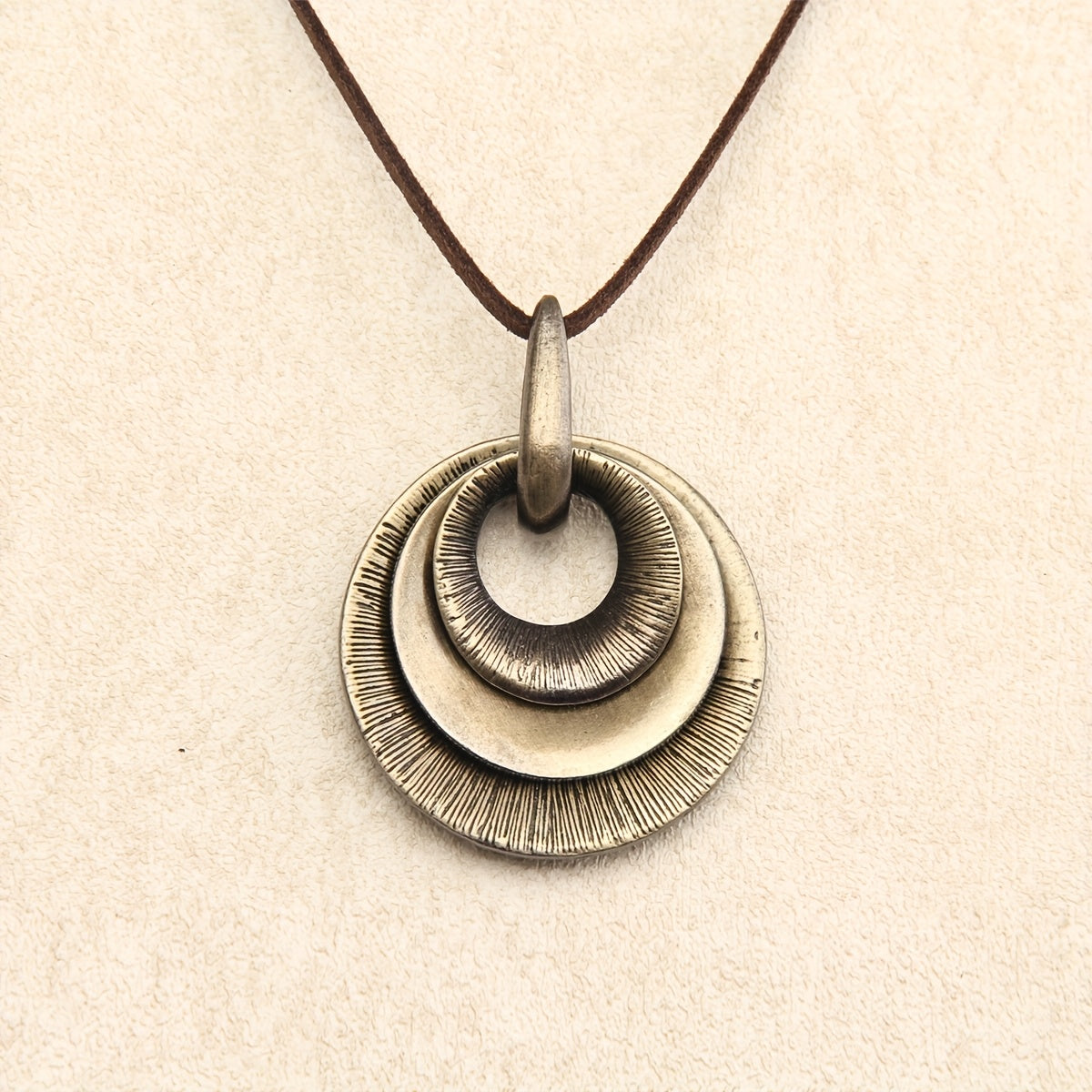Vintage Layered Disc Long Pendant Necklace