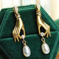 Hand and Pearl Earrings