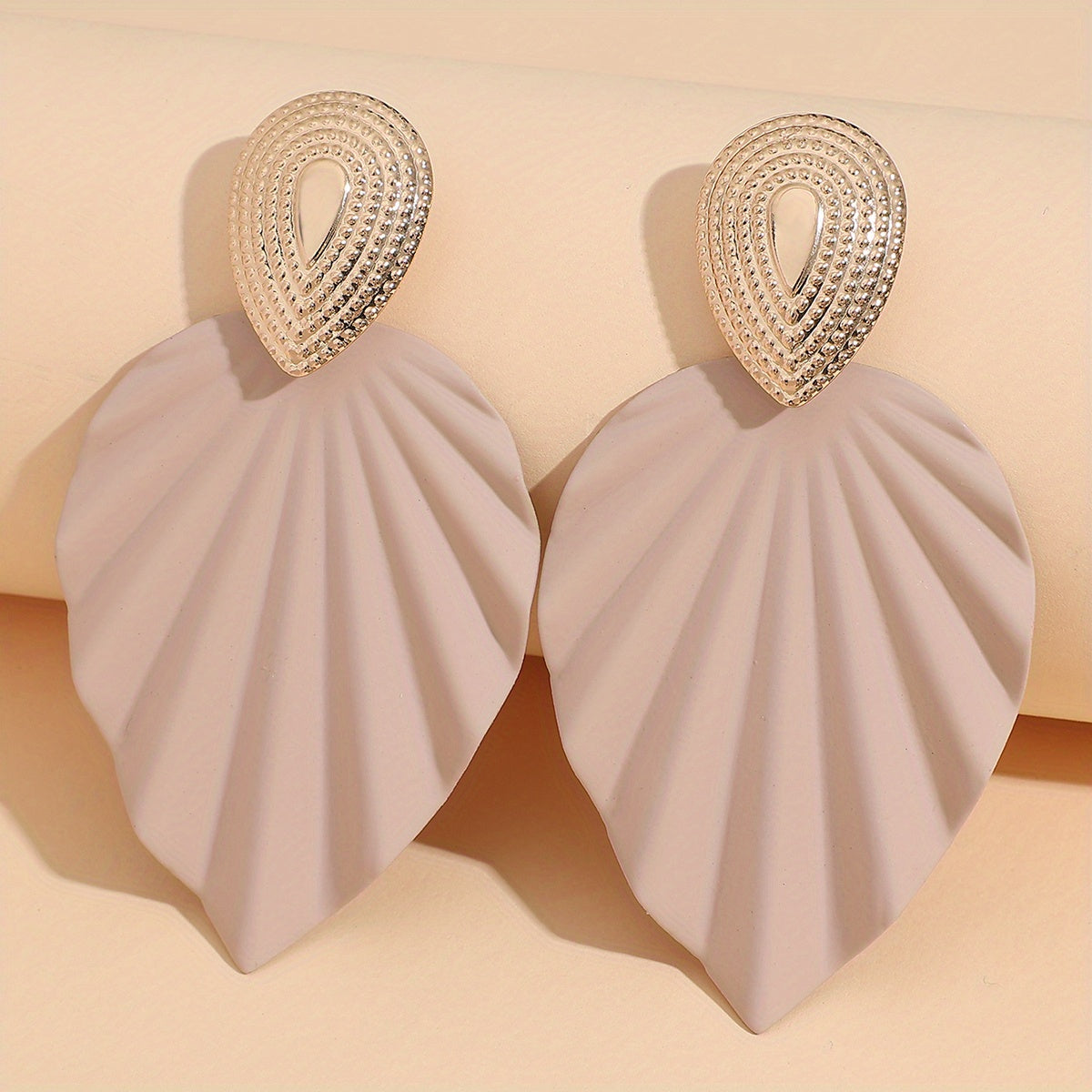 Vintage-Style Leaf Geometric Earrings