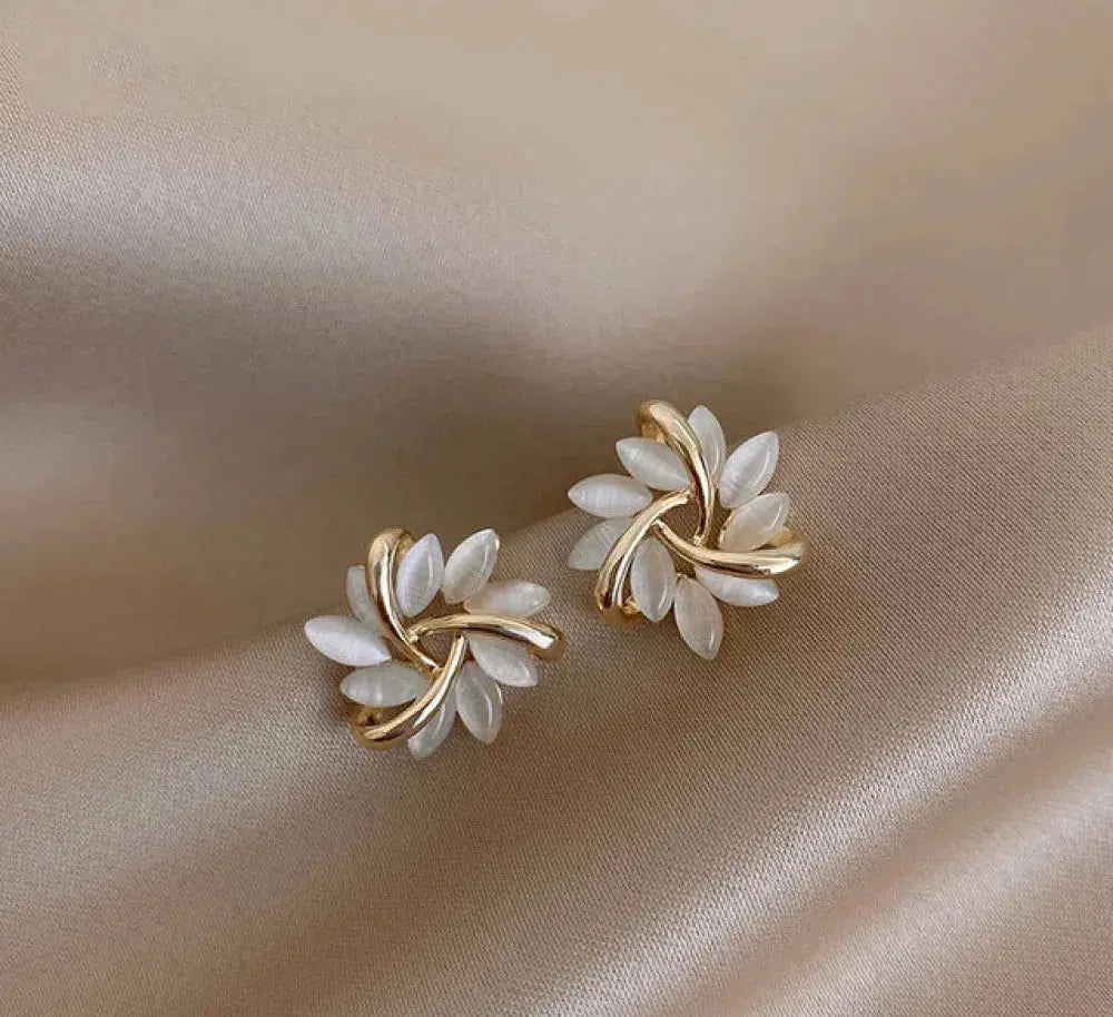 Opal-Look Circle Bloom Earrings