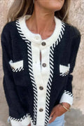 Colour Block Coat with Contrast Buttons and Pockets