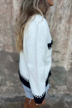 Colour Block Coat with Contrast Buttons and Pockets