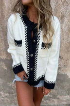 Colour Block Coat with Contrast Buttons and Pockets