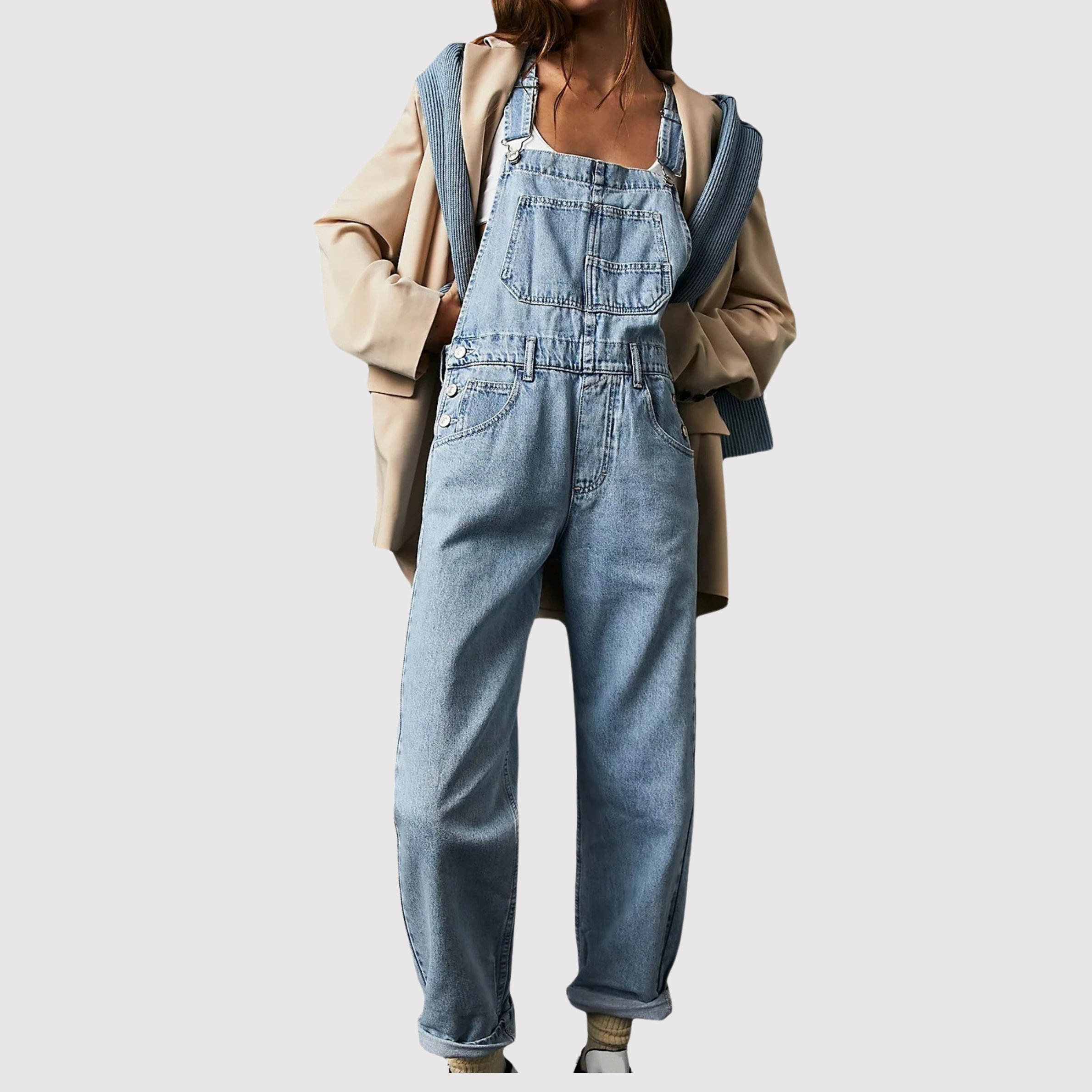Denim Dungarees with Adjustable Straps and Roomy Pockets