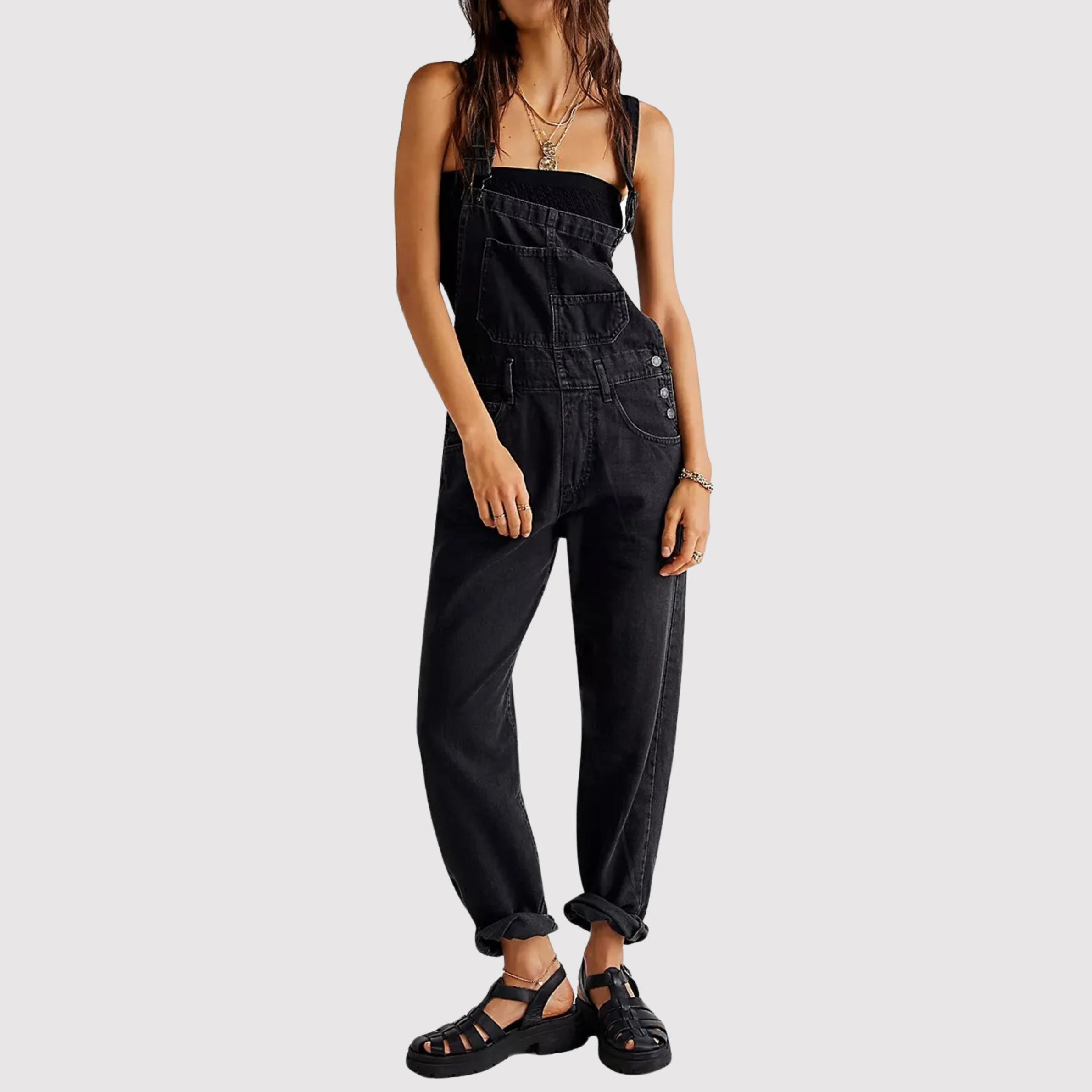 Denim Dungarees with Adjustable Straps and Roomy Pockets