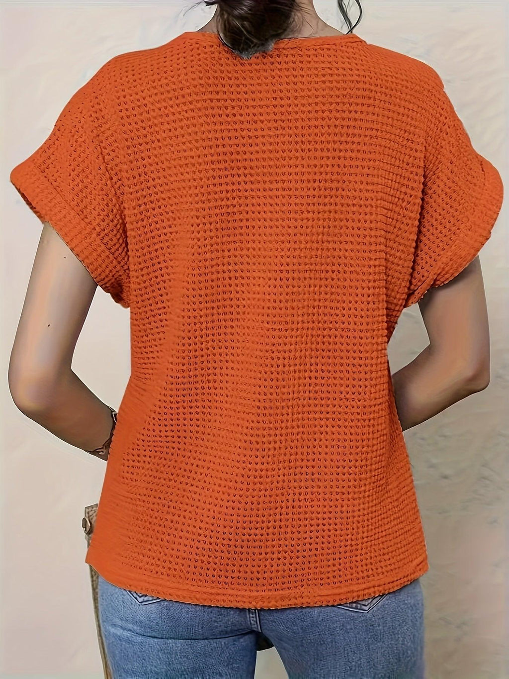 Crochet Lace Knit Top with Short Sleeves