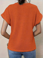 Crochet Lace Knit Top with Short Sleeves
