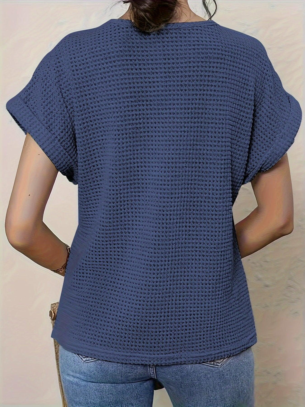 Crochet Lace Knit Top with Short Sleeves