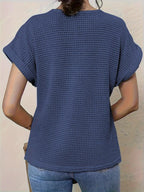 Crochet Lace Knit Top with Short Sleeves