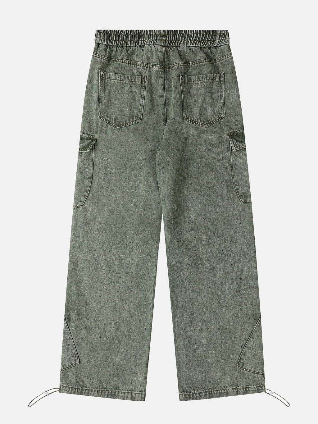 Cargojeans met wijde pijpen en verstelbaar koord in de taille