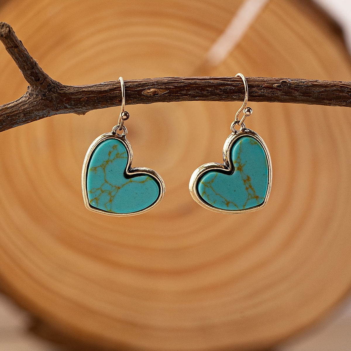 Bohemian Minimalist Heart Stone Earrings in Three Colours