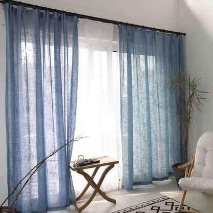Cotton Linen Light Filtering Curtains – Modern Minimalist, Semi-Sheer, 6 Colours