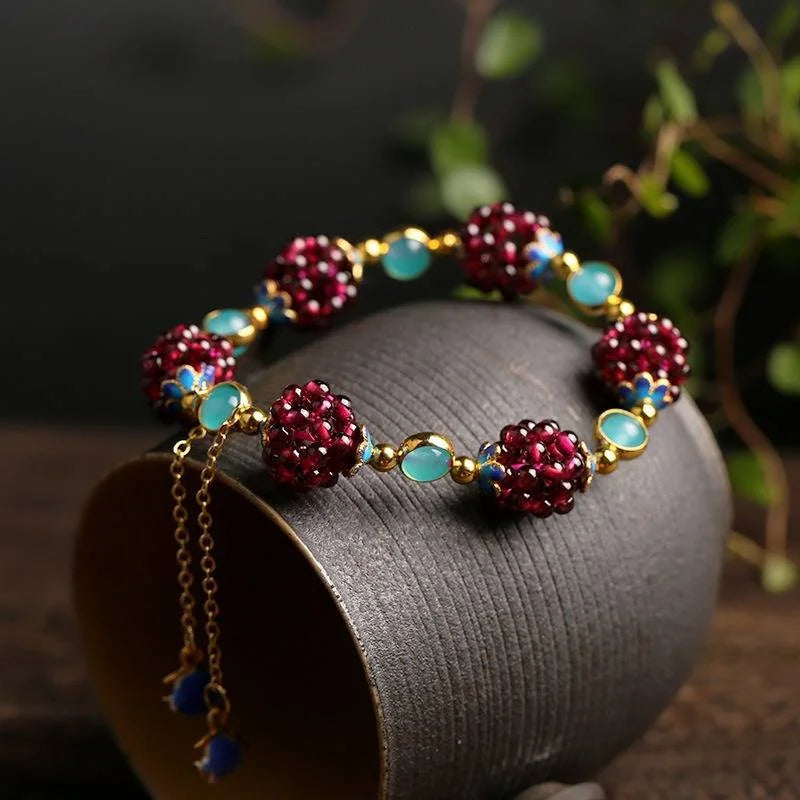 Red Stone Berry Cluster Bracelet