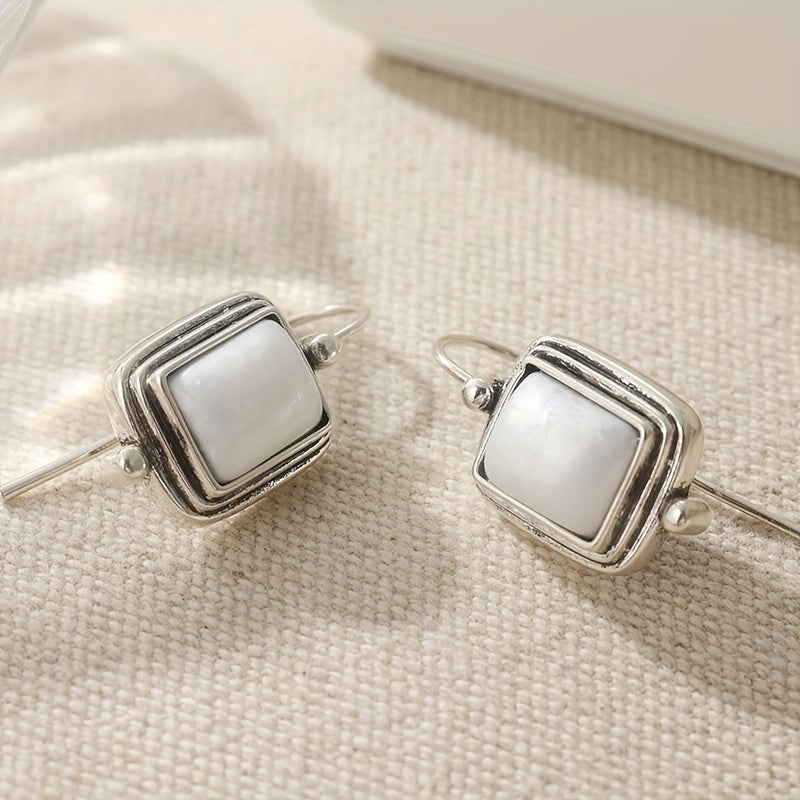 Bohemian Square Pearl Drop Earrings