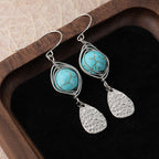 Retro Wire-Wrapped Turquoise Pendant Earrings