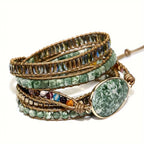 Wikkelarmband van groene jaspis